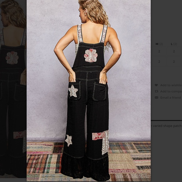 🎉 POL  “ Kim ” POL Overalls in Double Gauze and Lace Contrast Detail - Picture 4 of 7